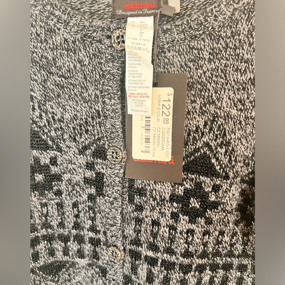 NWT $122 Catimini France Cardigan Sweater Girls Size 6 black gray - Picture 8 of 10